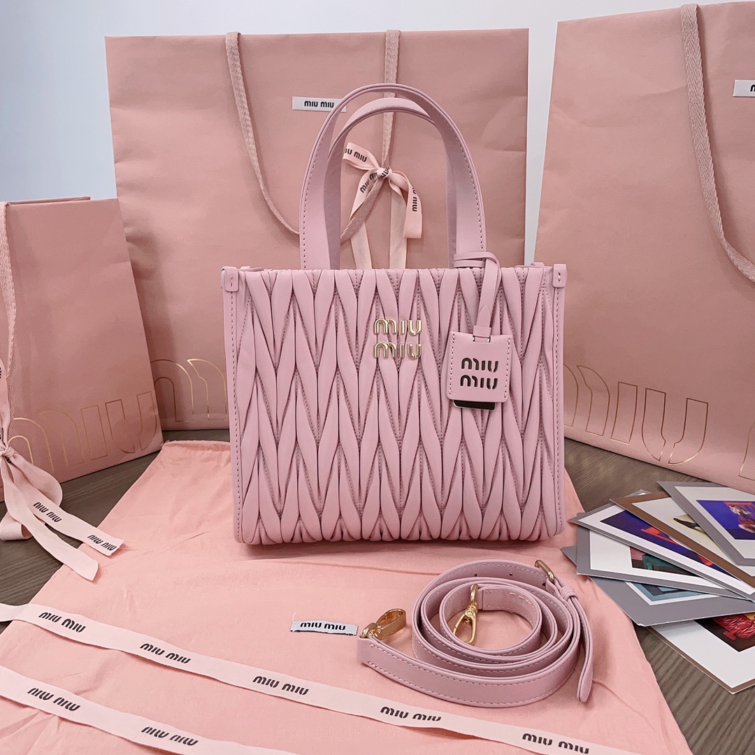 TOP Miu Miu Lambskin Tote Bag 24x20.5x8cm - 5 Color