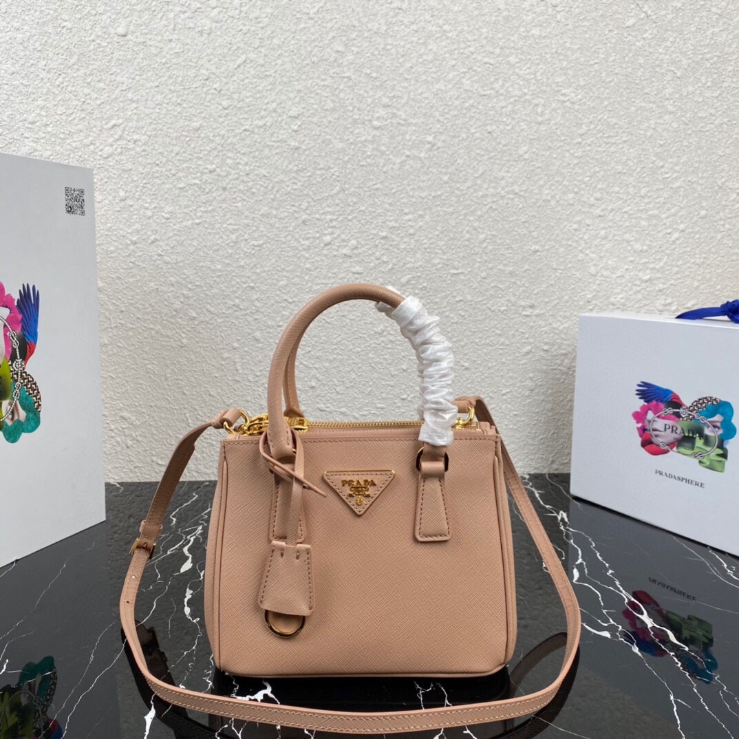 TOP PRADA Galleria Mini Saffiano Bag 20x15x9.5cm - Pink