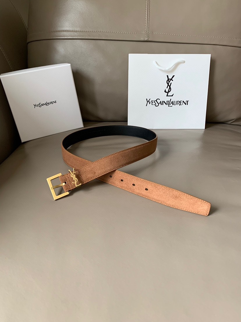 TOP Yves Saint Laurent YSL Fashion Casual Belt - 3cm - Brown