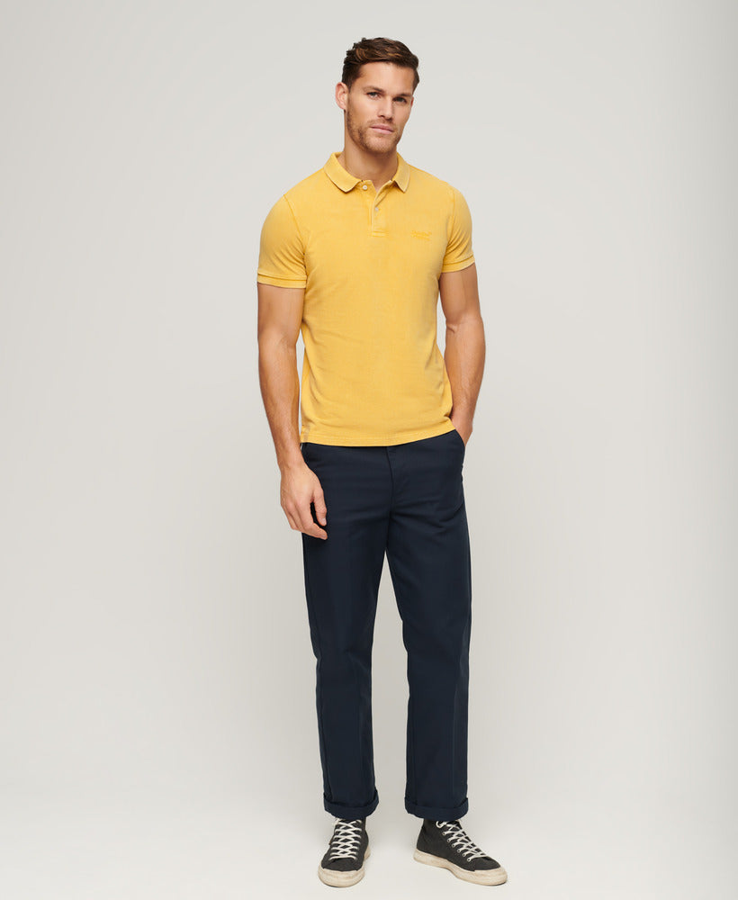 Organic Cotton Vintage Destroy Polo Shirt | Pigment Yellow
