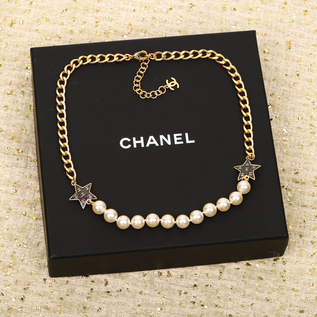TOP CHANEL Pearl Starry Sky Five-pointed Star Choker