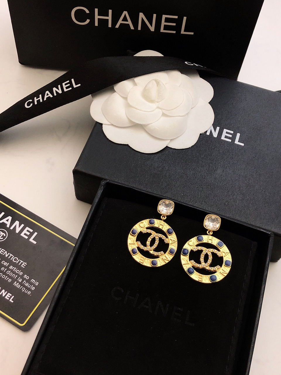 TOP CHANEL DOUBLE C LOGO METAL RING Earrings