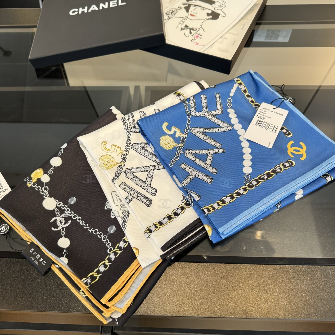 TOP Chanel Silk Scarf 90x90cm - 3 Colors