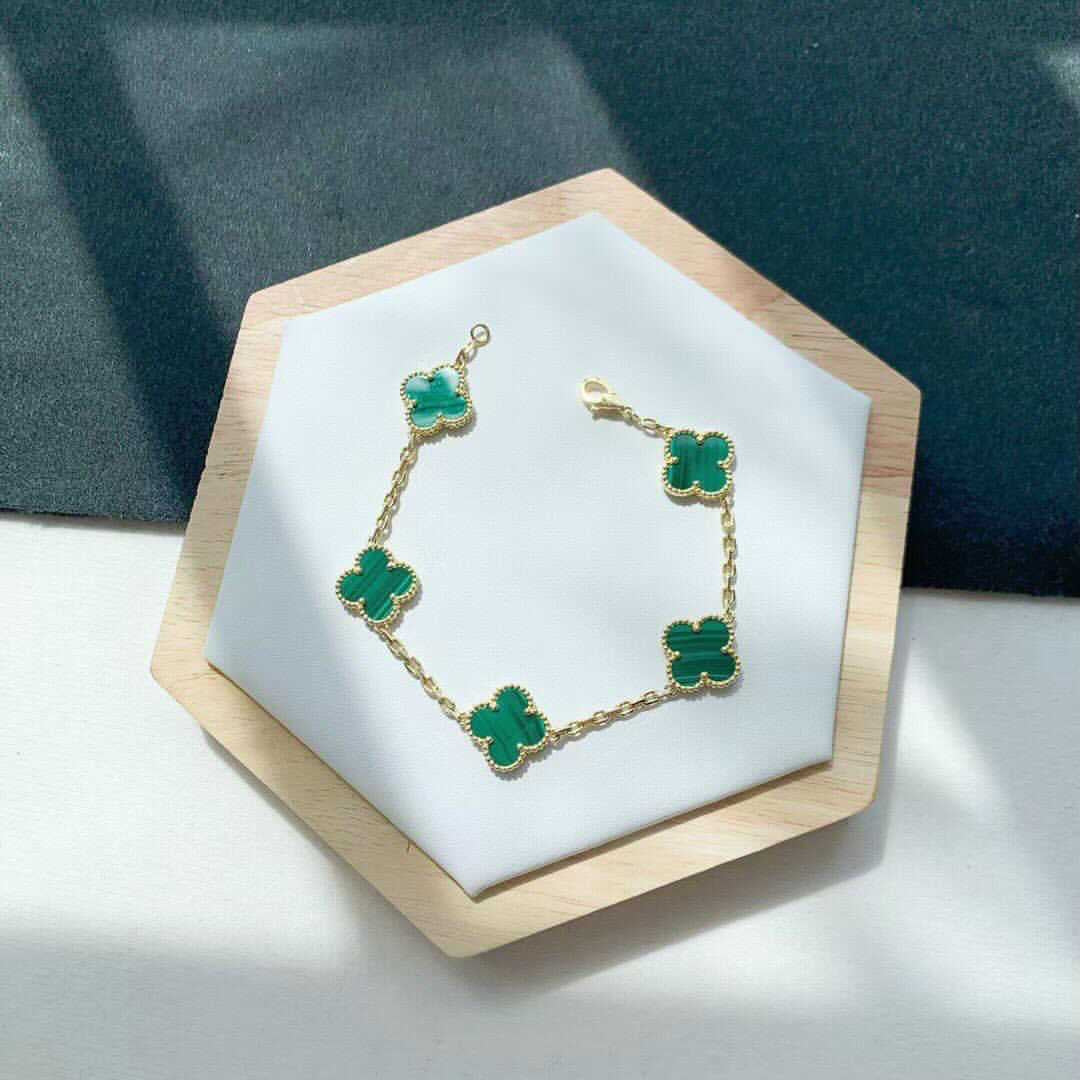 TOP Van Cleef & Arpels VCA 5 Motifs Bracelet - Green