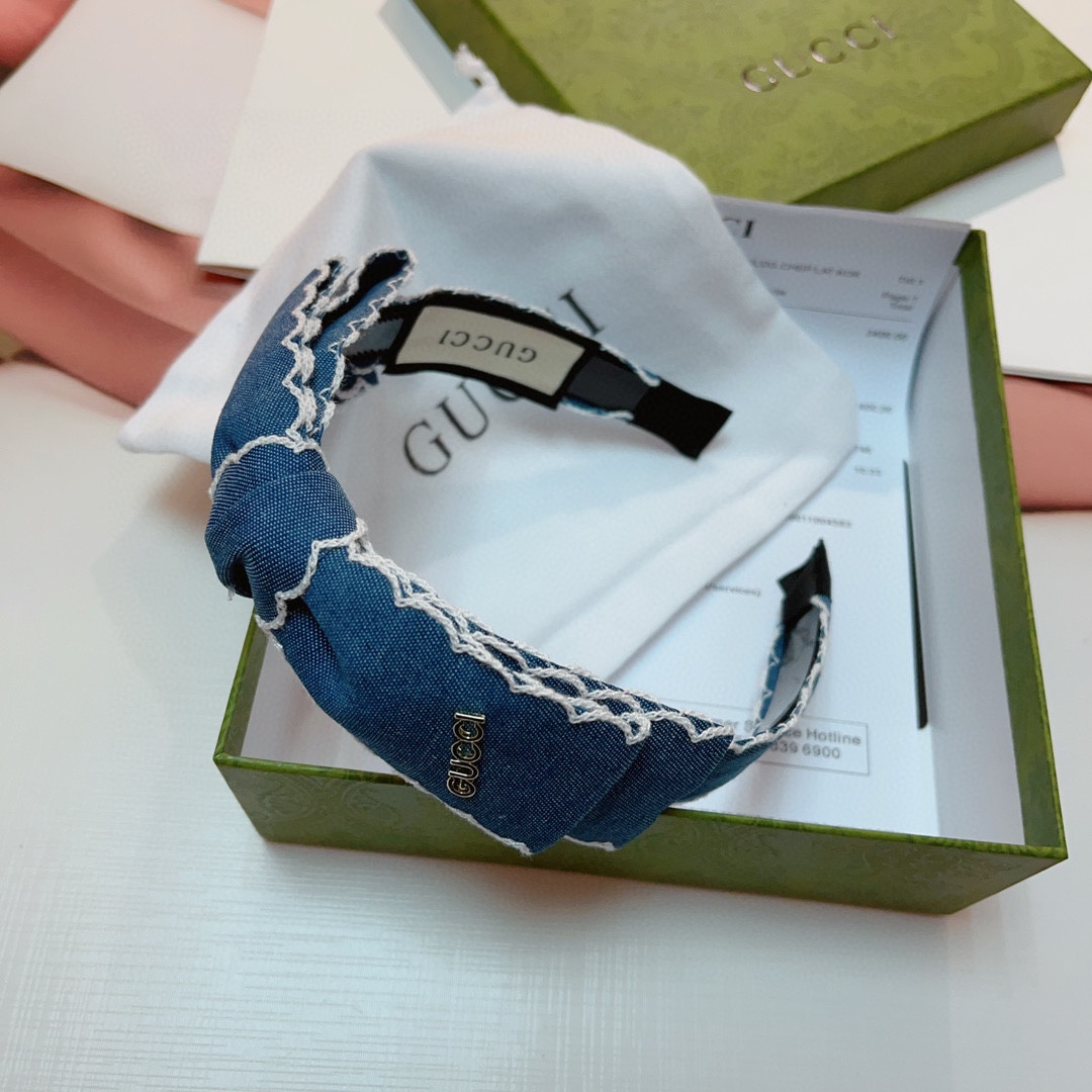 TOP GUCCI New Bow Headdress - Blue