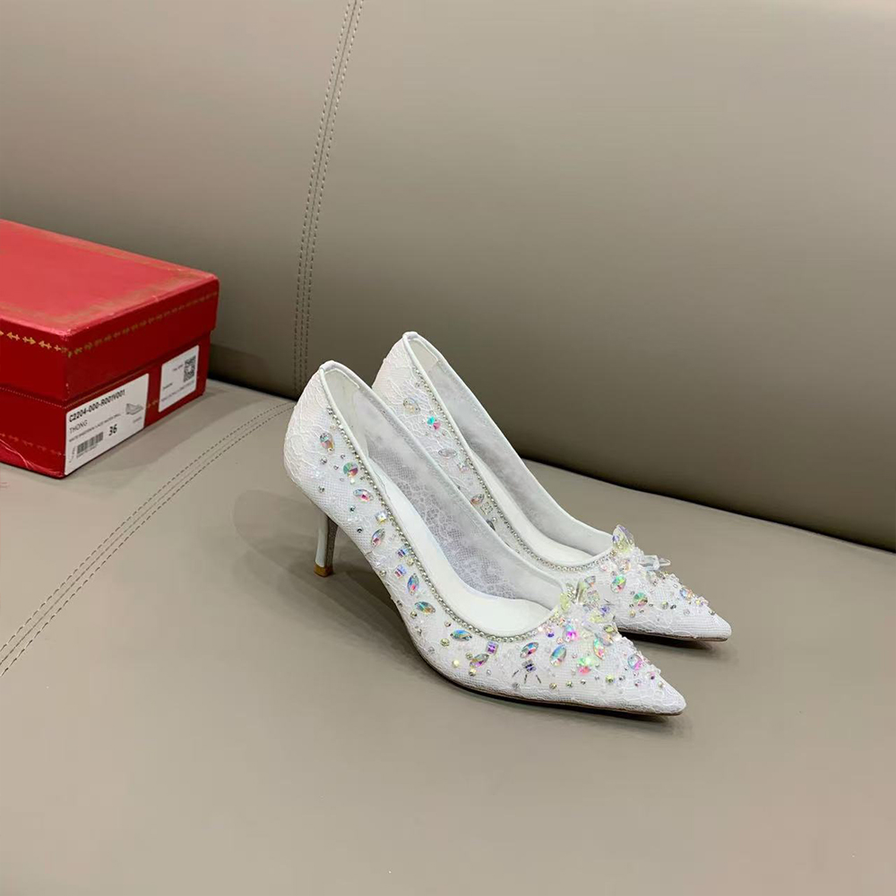Rene Caovilla Cinderella Crystal High Heels (Replica)
