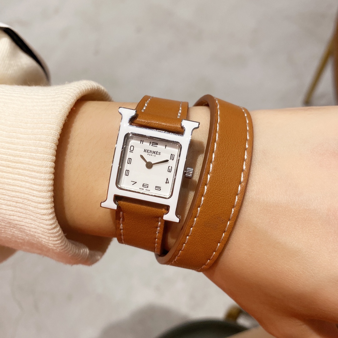 TOP HERMES Emma City H Series Enamel Ring  Watch 21mm - 7 Colors