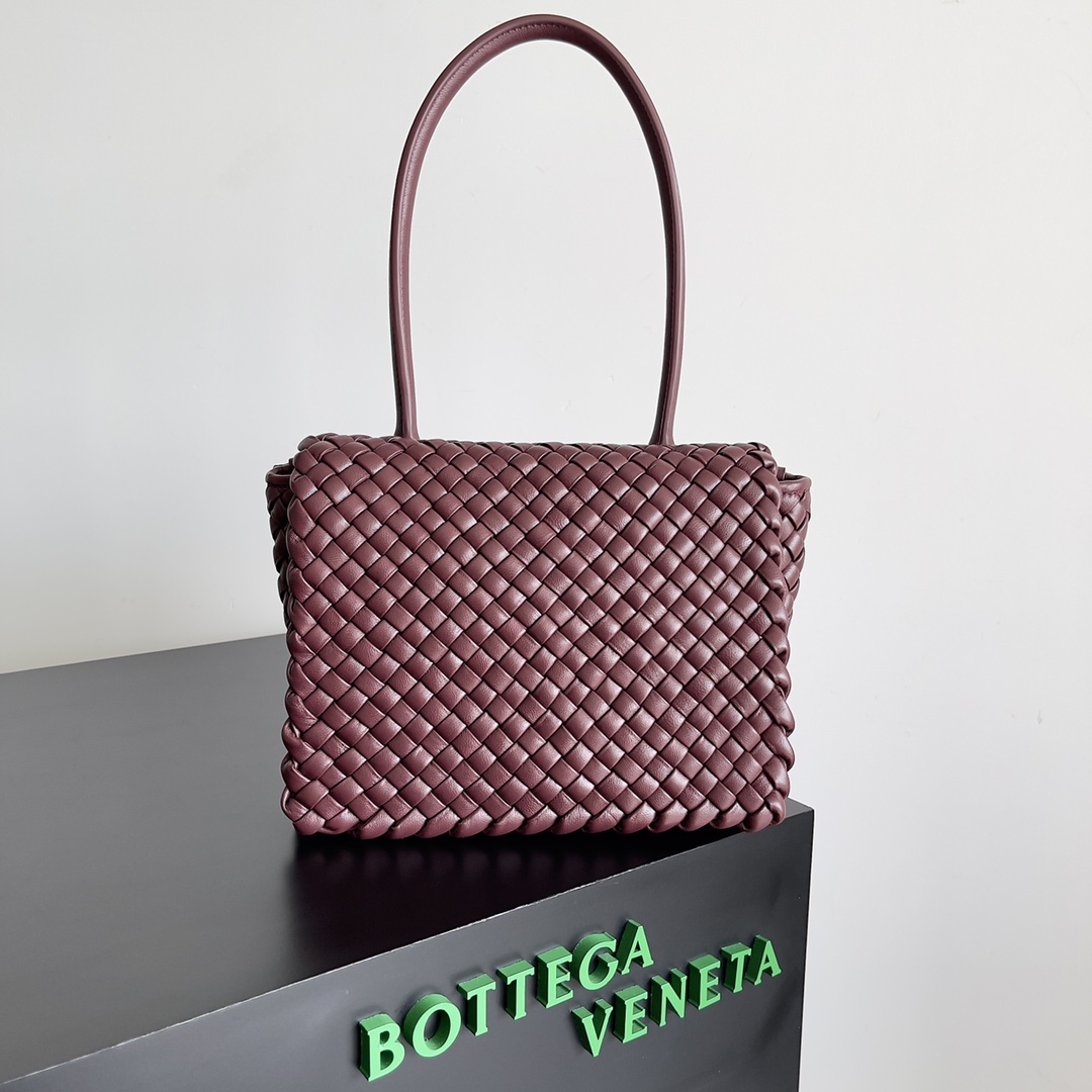 TOP Bottega Veneta BV Patti Top Bag 26x13x20.5cm - Dark Red