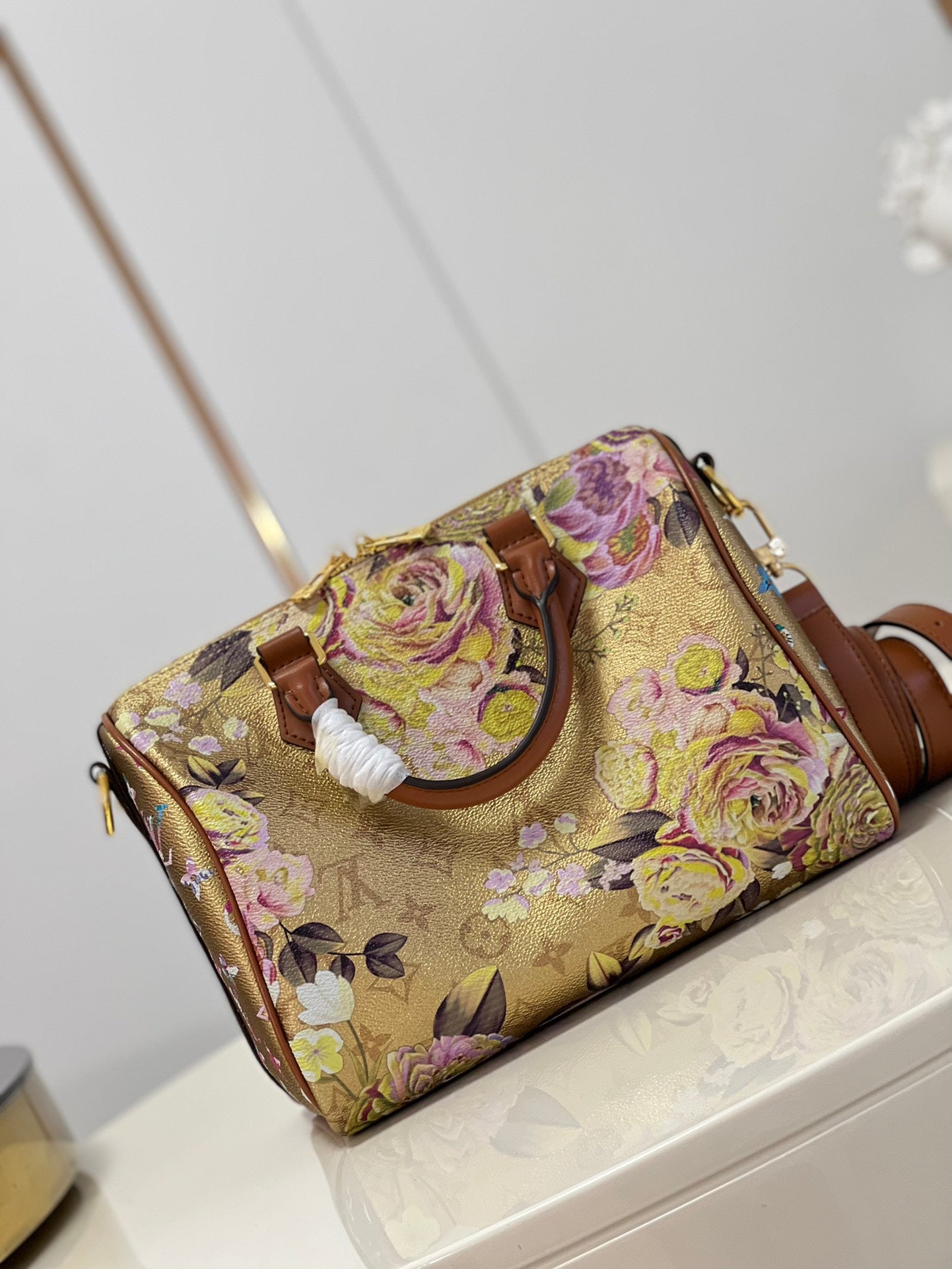TOP Louis Vuitton LV  Speedy Bandouliere 25 25x19x15cm-Metallic Floral