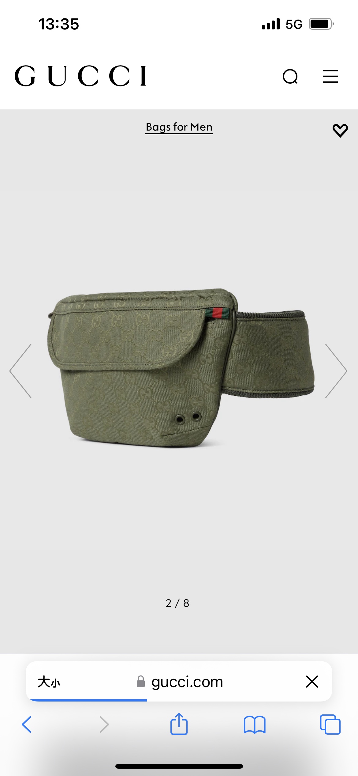 TOP GUCCI GG Canvas Waist Bag 32 x 17 x 5 cm - Green