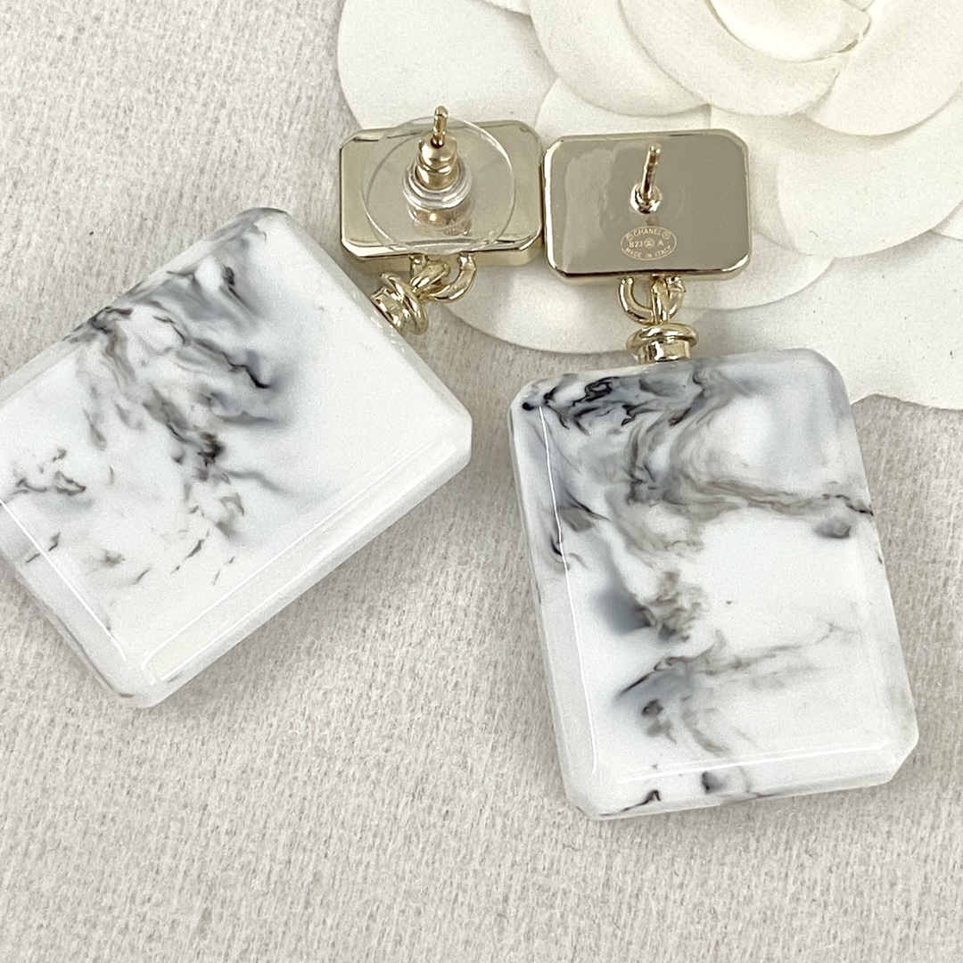 TOP CHANEL Marble Perfume Bottle Earrings