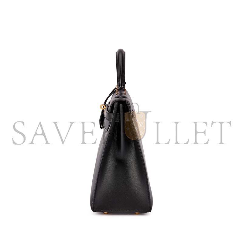 HERMÈS VINTAGE BLACK BOX KELLY 32 GOLD HARDWARE (32*23*10.5cm)