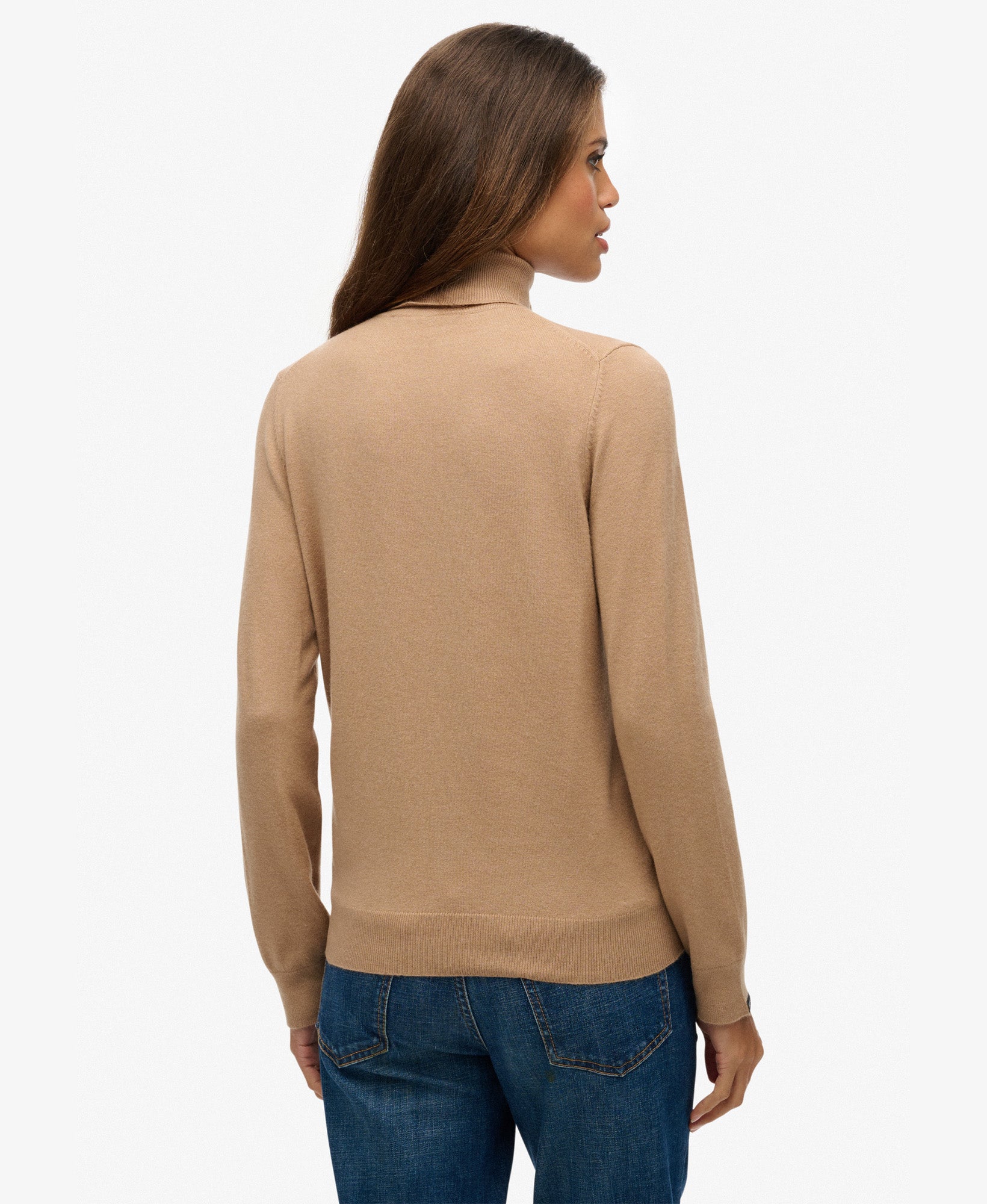 Classic Turtle Neck Jumper | Light Taupe Marle