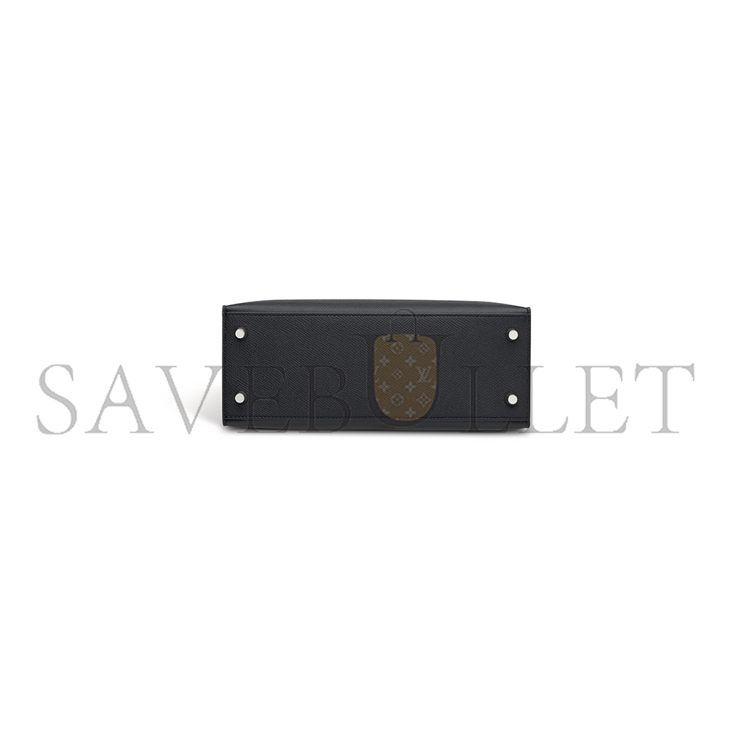 HERMÈS A BLACK EPSOM LEATHER SELLIER KELLY 25 WITH PALLADIUM HARDWARE (25*17*7cm)