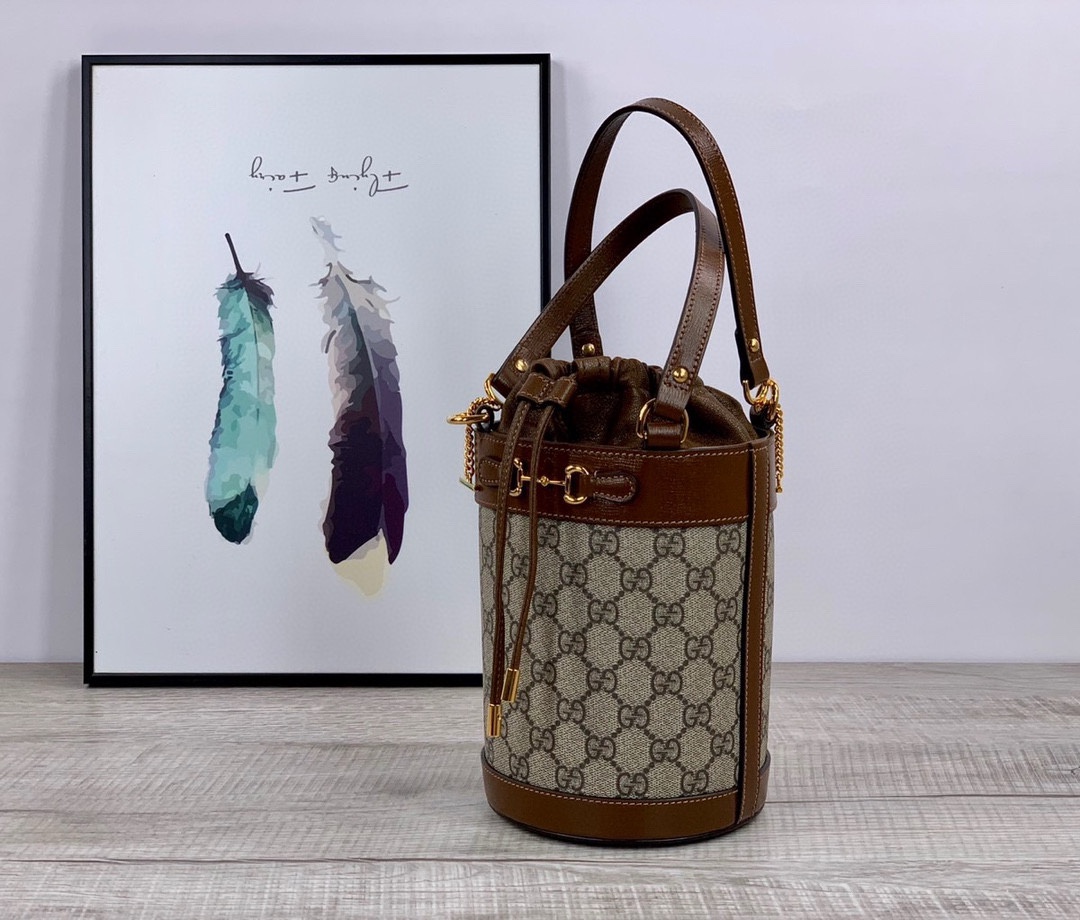 TOP GUCCI 1955 Series Bucket Bag 14x19x14CM - GHW
