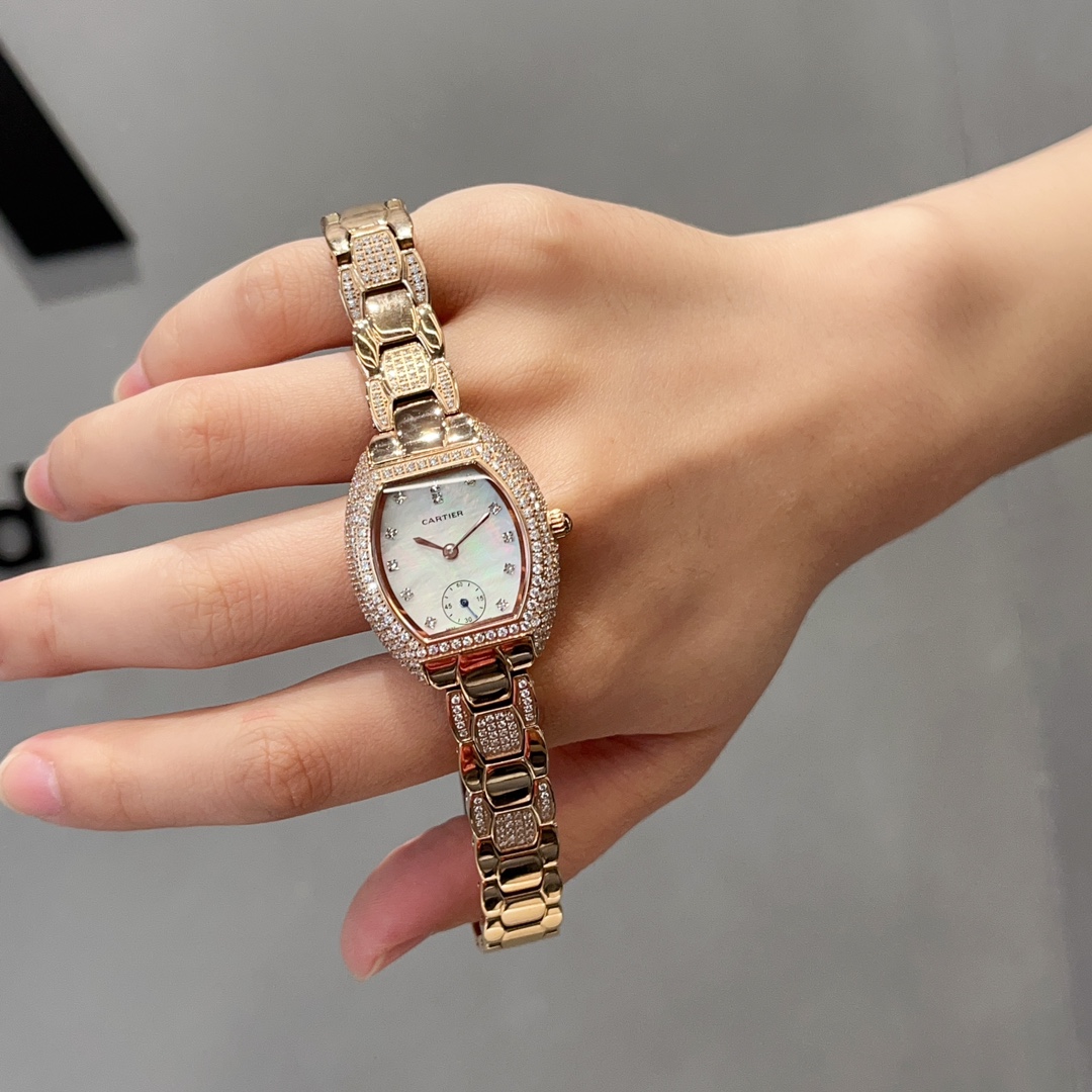 TOP Cartier Mini Lady Barrel Type Swiss Quartz Watches 27*32 MM