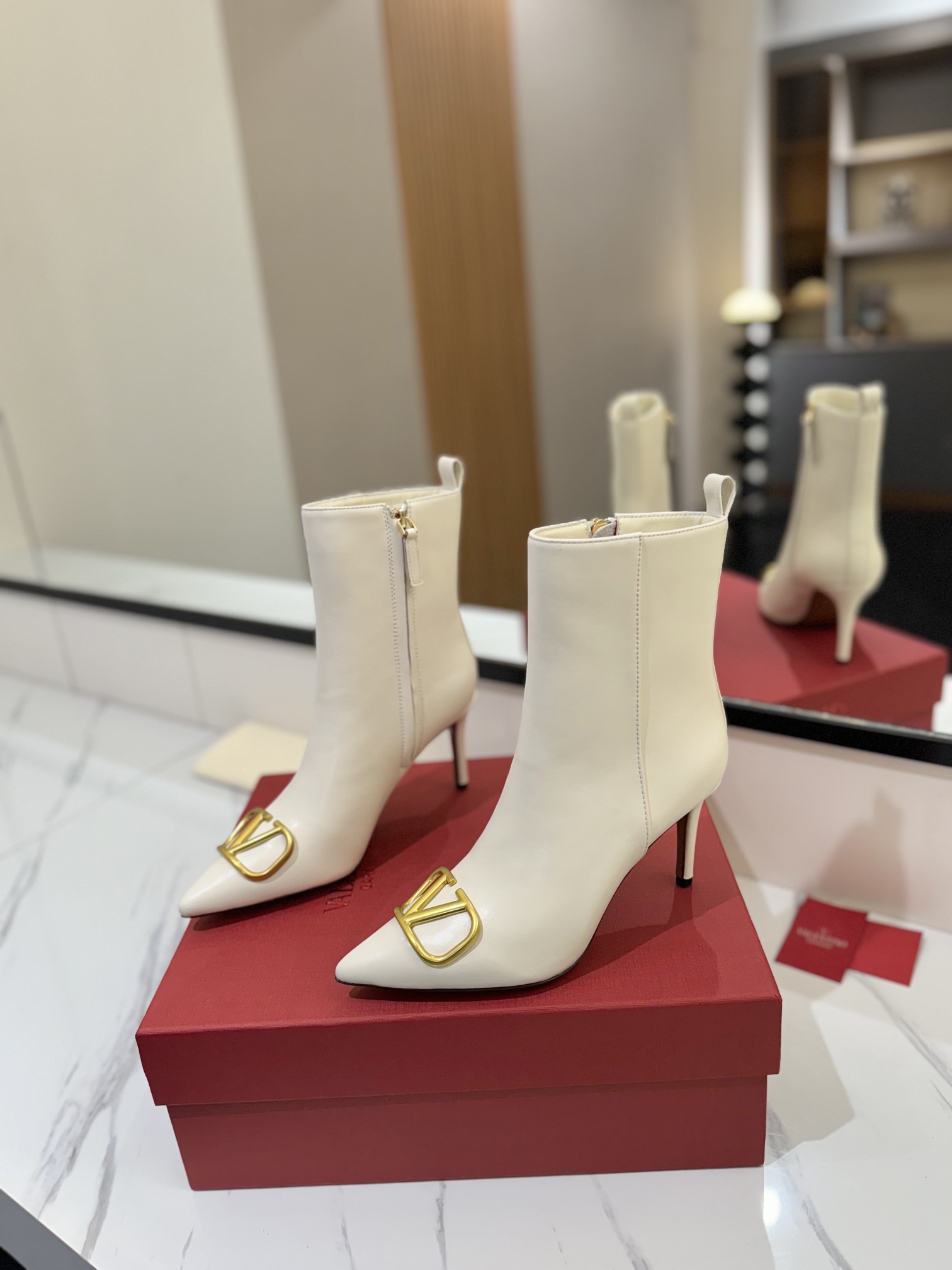 TOP VALENTINO 8cm High Heel Short Boots  - 4 Color