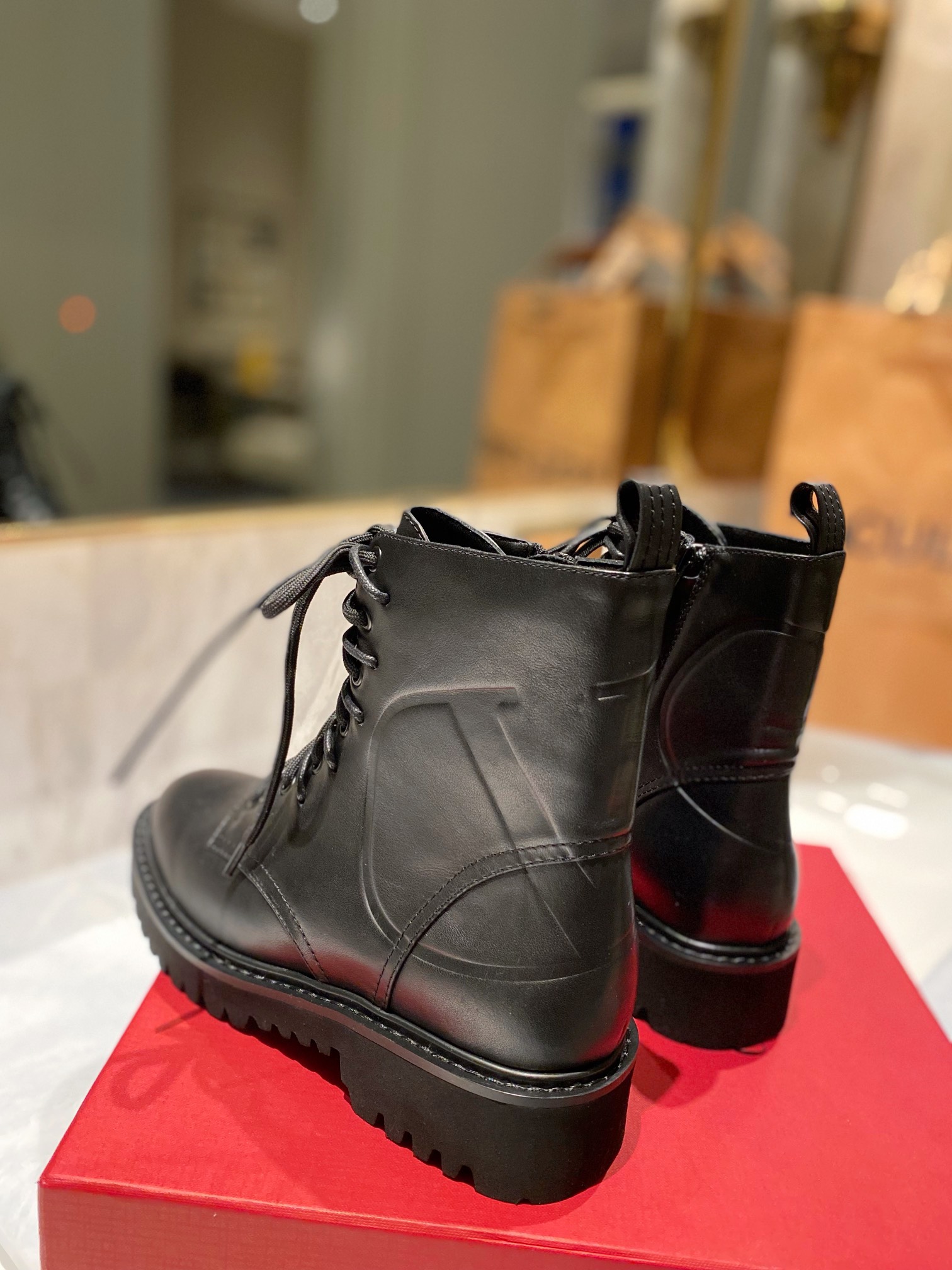 TOP VALENTINO 3.5cm Low Heel Cowhide Short Boots  - Black