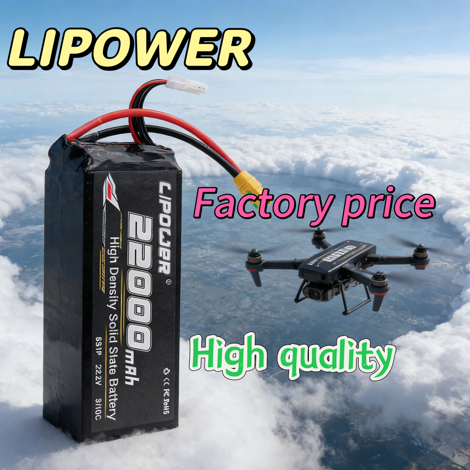 22-27Ah 10C 22.2V 6S High Energy Density Semi Solid State UAV Battery - lipowbattery
