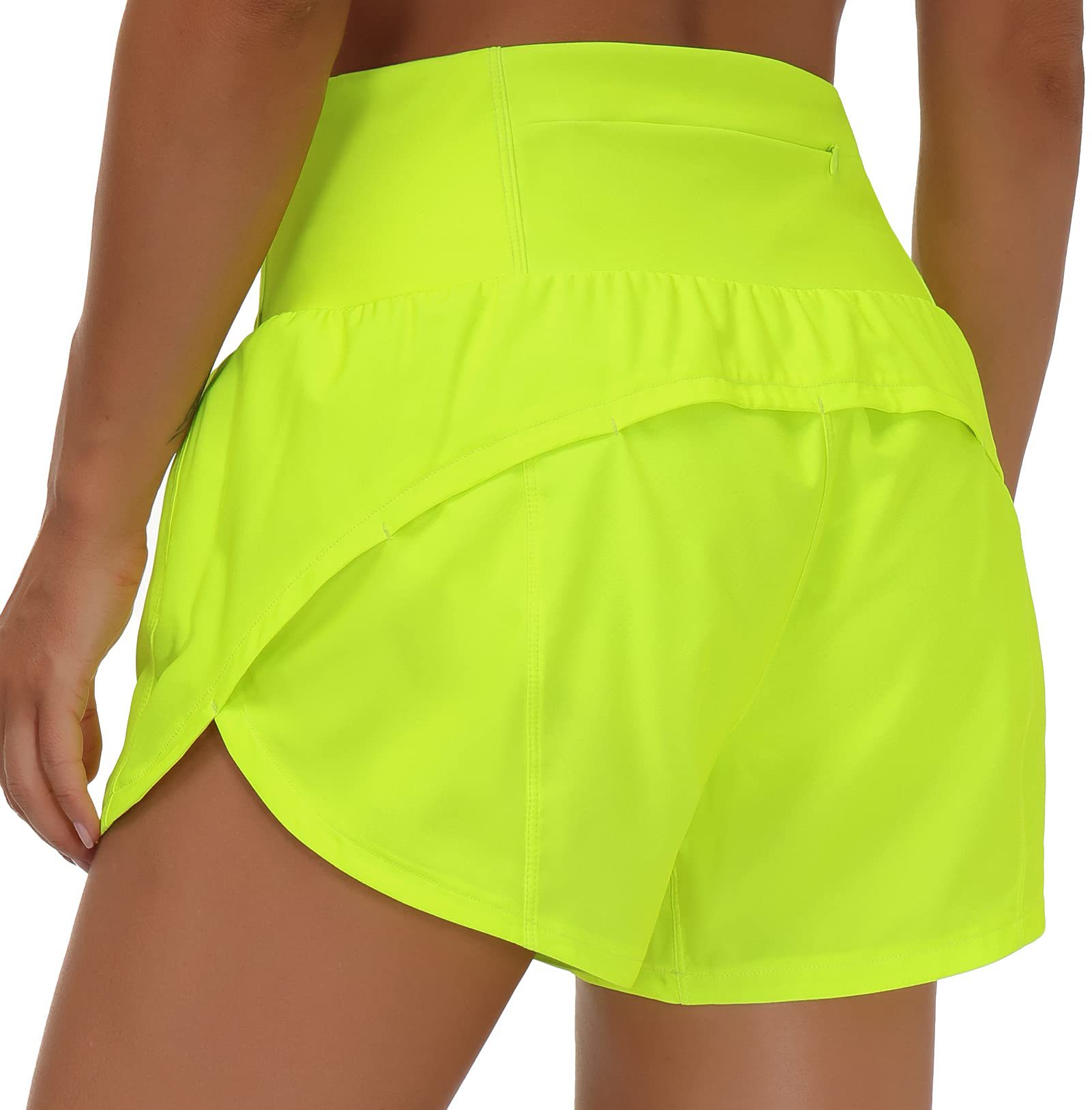 Best-selling women's sports running shorts, high-waisted, faux two-piece with zipper pockets, yoga pants levelkeen