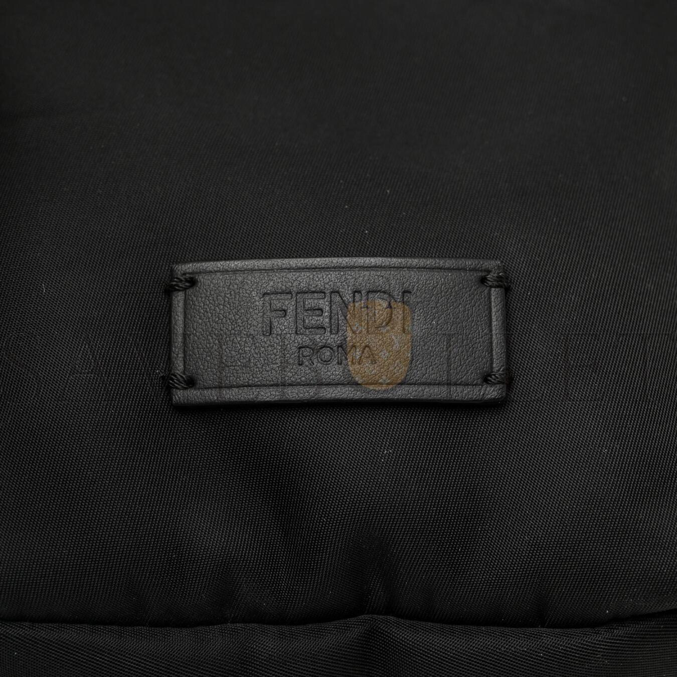 FENDI NYLON VITELLO LIBERTY VITELLO DOLCE MONSTER EYES ROUNDED BACKPACK BLACK SUNFLOWER (39*33*14cm)