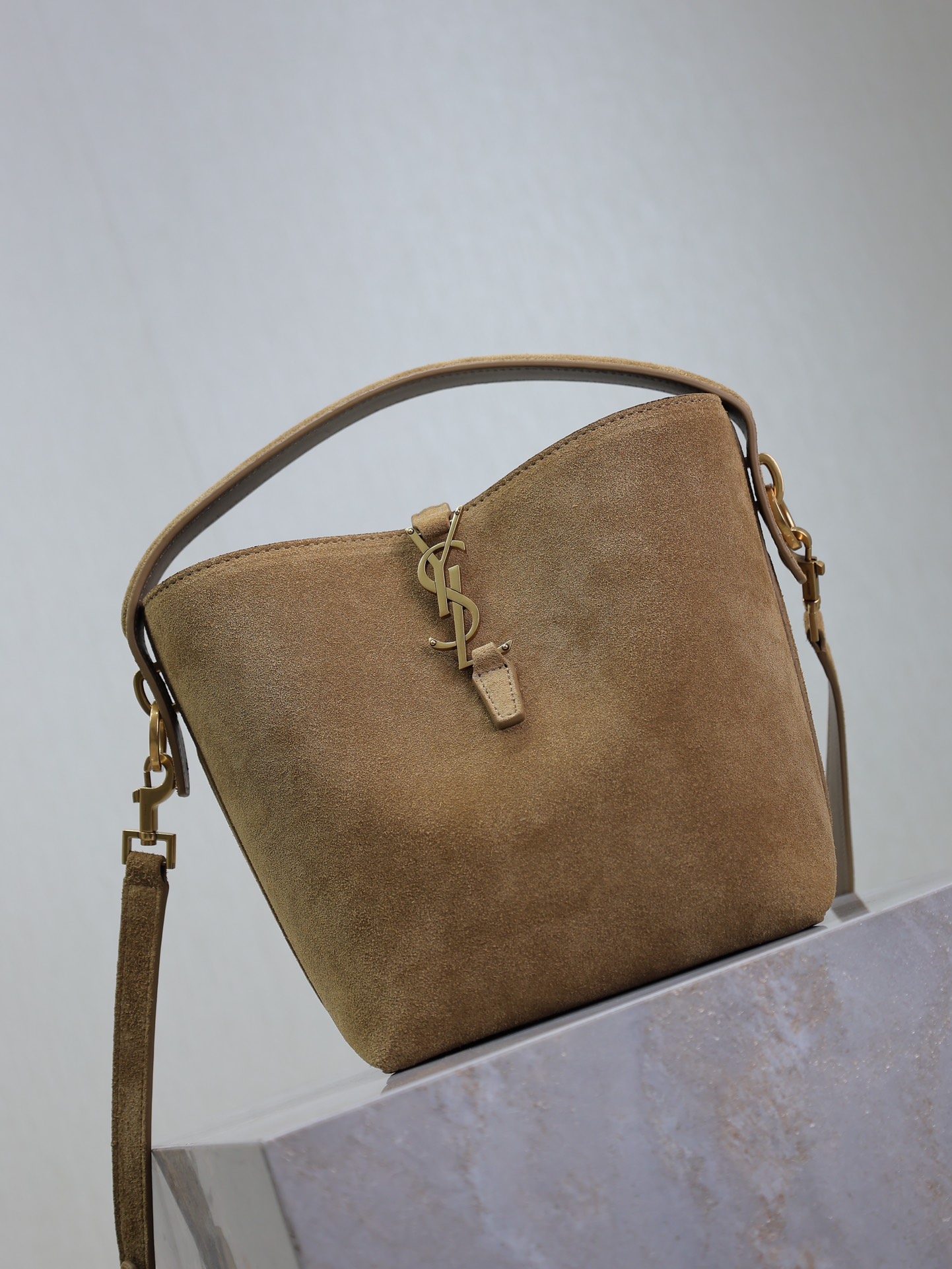 TOP Yves Saint Laurent YSL Le 37 in Suede 17×20×13cm/26×20×12cm - Golden Leaf&GHW