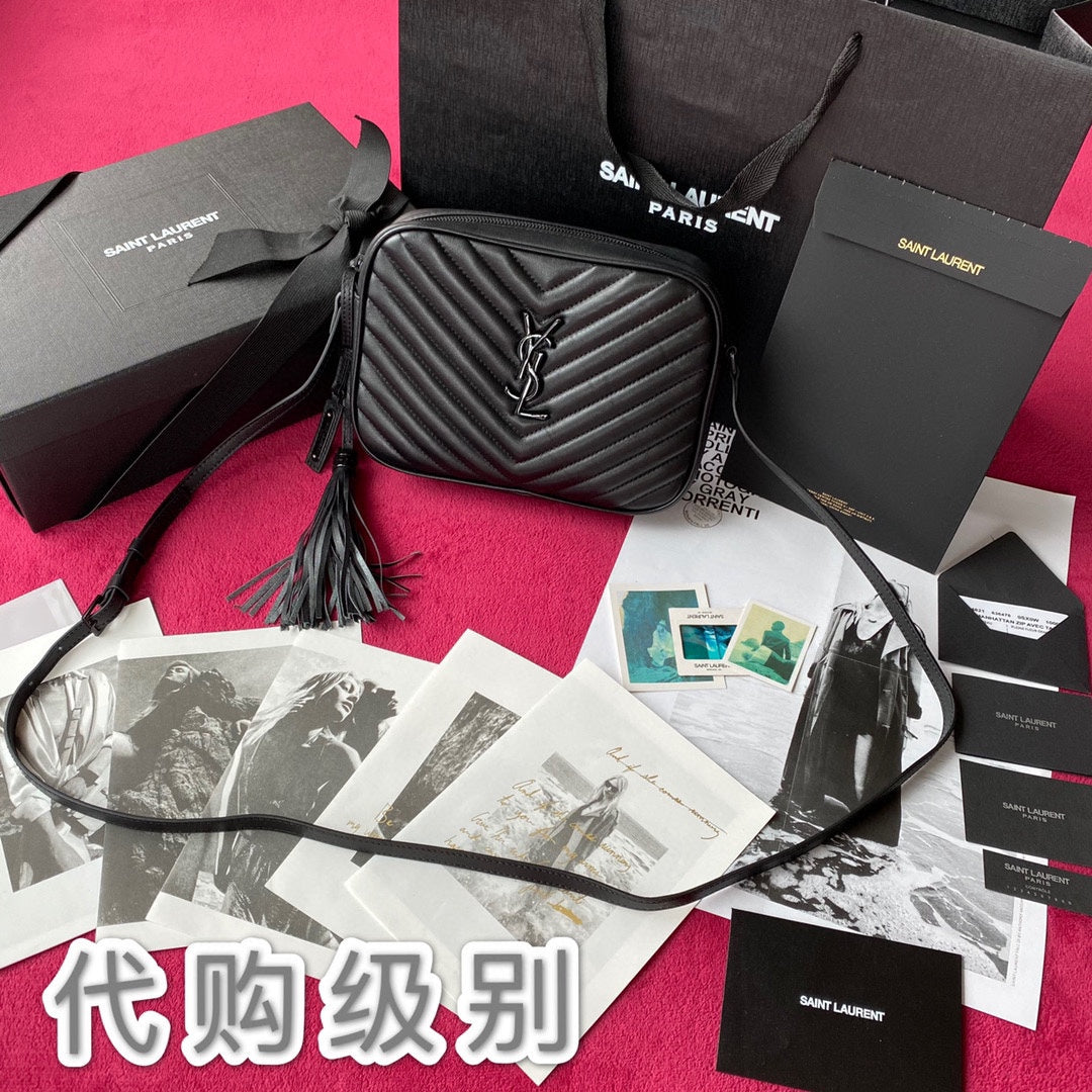 TOP Yves Saint Laurent YSL LouLou Camera Bag 23x16x6cm - Black on Black