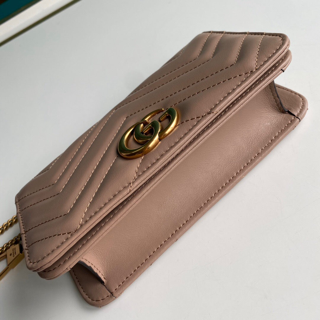 TOP GUCCI GG Marmont Shoulder Clutch - Dusty Pink
