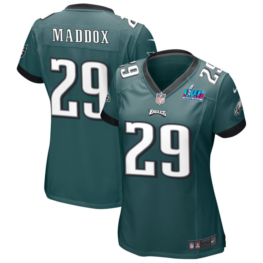 Avonte Maddox Philadelphia Eagles  Women's Super Bowl LVII Game Jersey - Midnight Green
