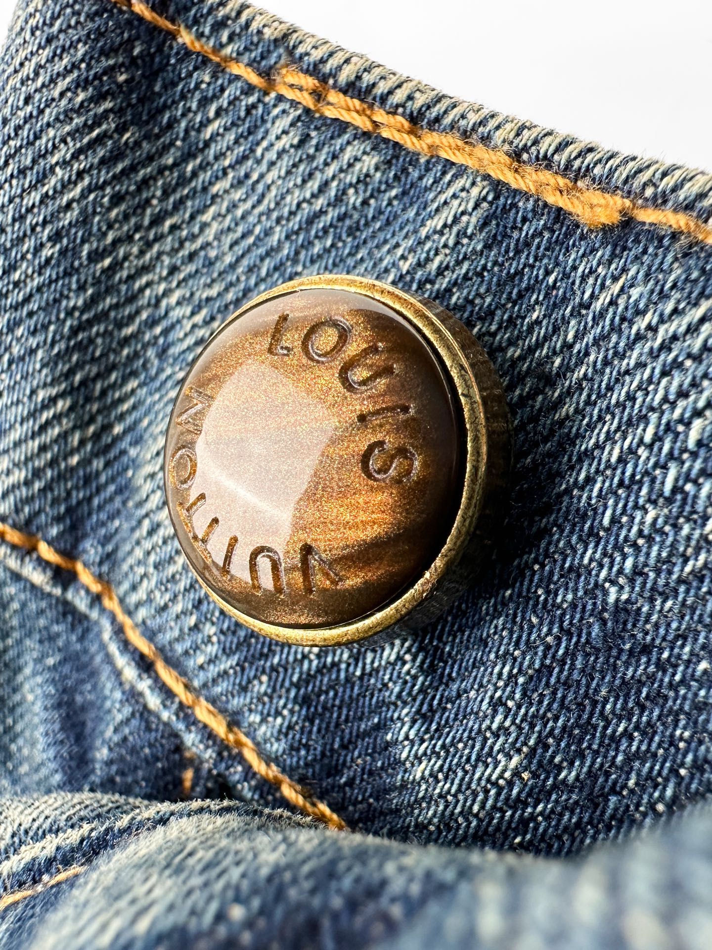 LOUIS VUITTON 皮革细节口袋牛仔裤