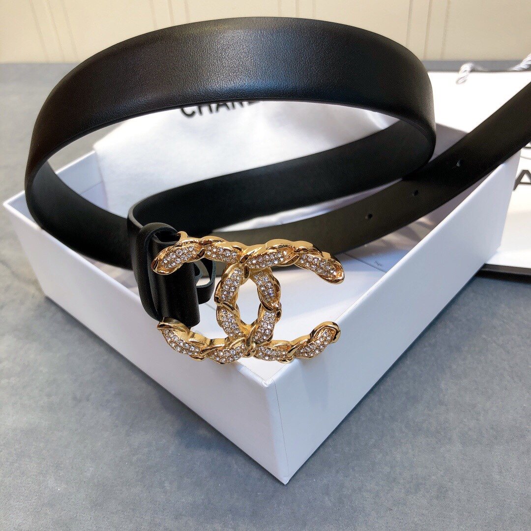 Chanel Belt With Double C Buckle Black Women Belt 30MM