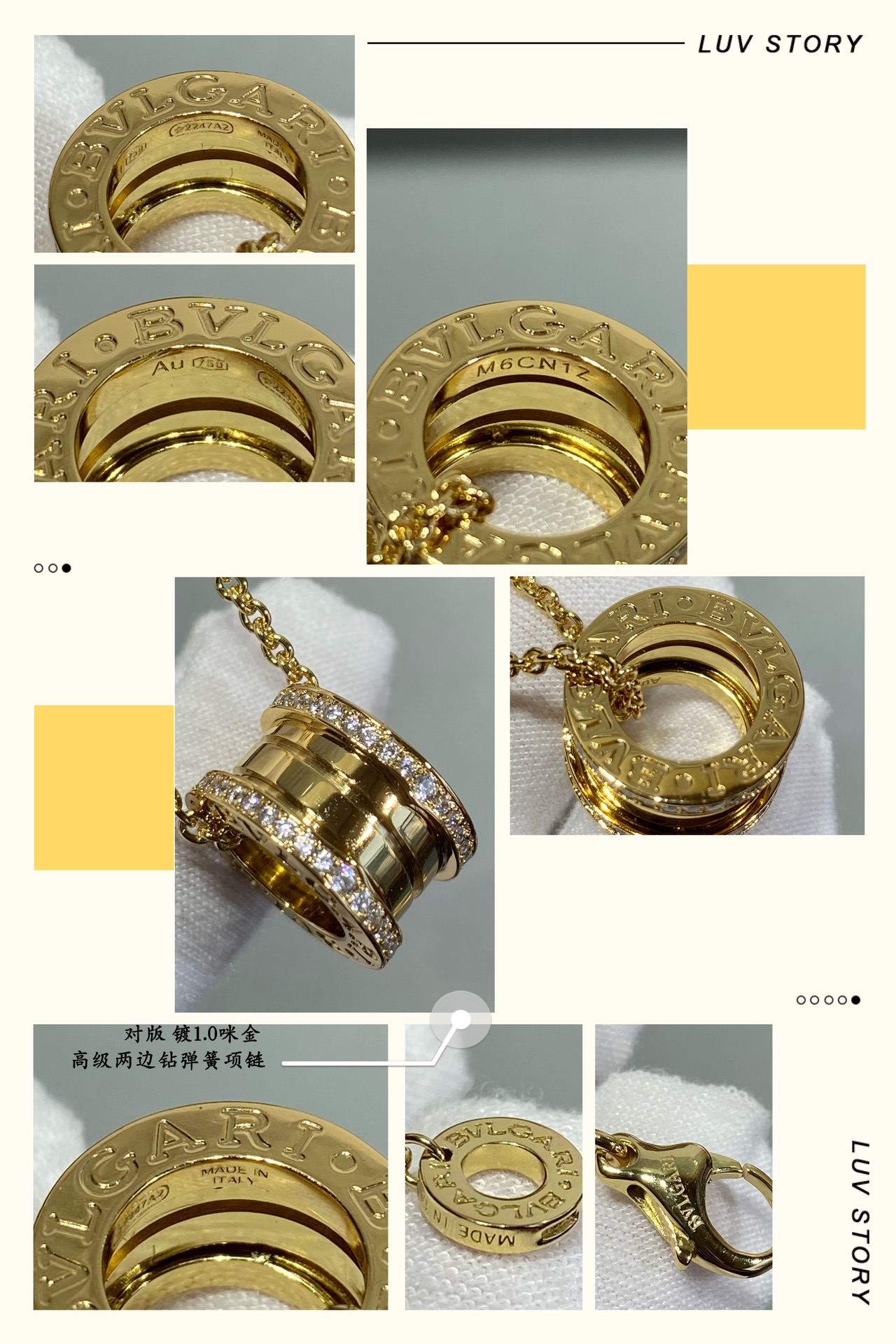 TOP BVLGARI Spring Side Diamond Necklace - 3 Color