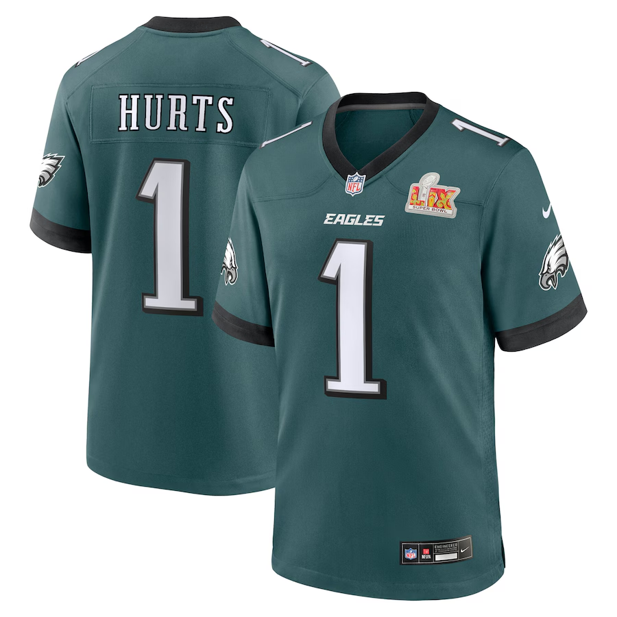 Philadelphia Eagles Jalen Hurts  Midnight Green Super Bowl LIX  Jersey