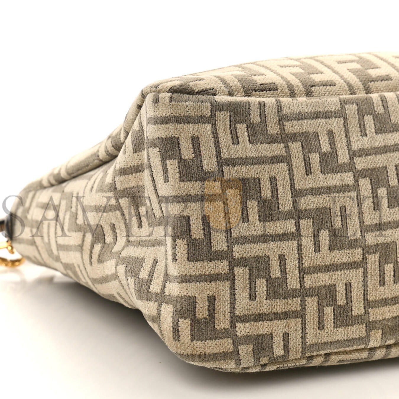 FENDI CHENILLE VITELLO SETA PLEXIGLASS FF FENDI O'LOCK ZIPPER TORTORA NUVOLA (34*23*13cm)