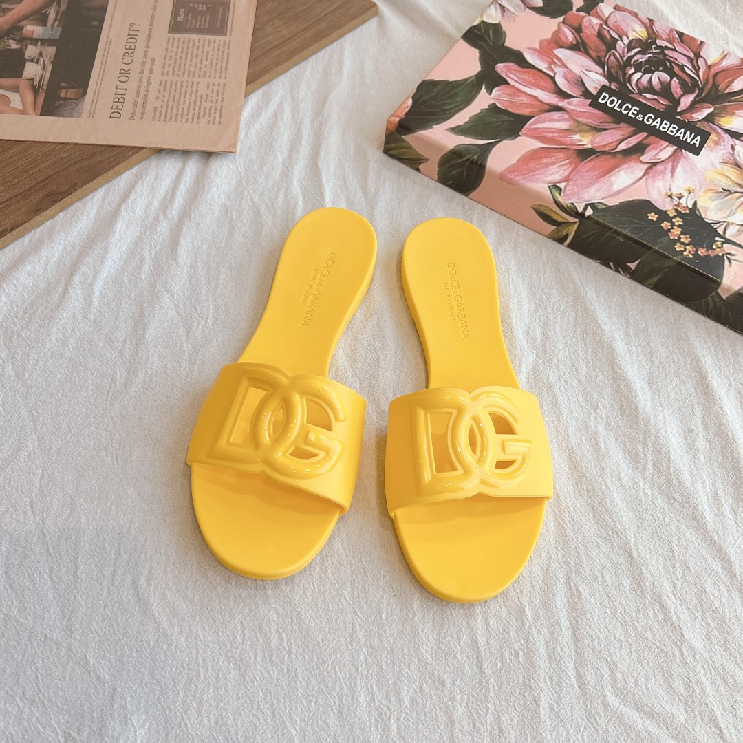Dolce Gabbana DG Rubber flat Sandals Slide（Replica）