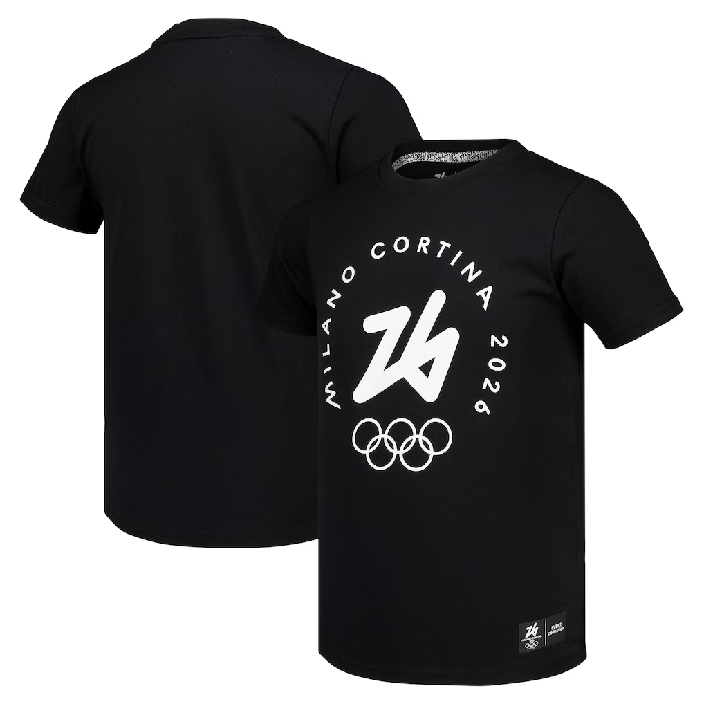Milano Cortina 2026 Olympics Large Logo T-Shirt - Black - Junior