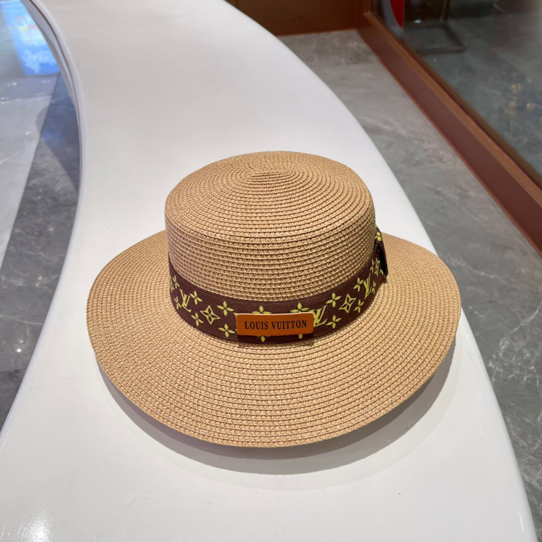 Louis Vuitton LV Flat Straw Beach Hat Sunhat （Replica）