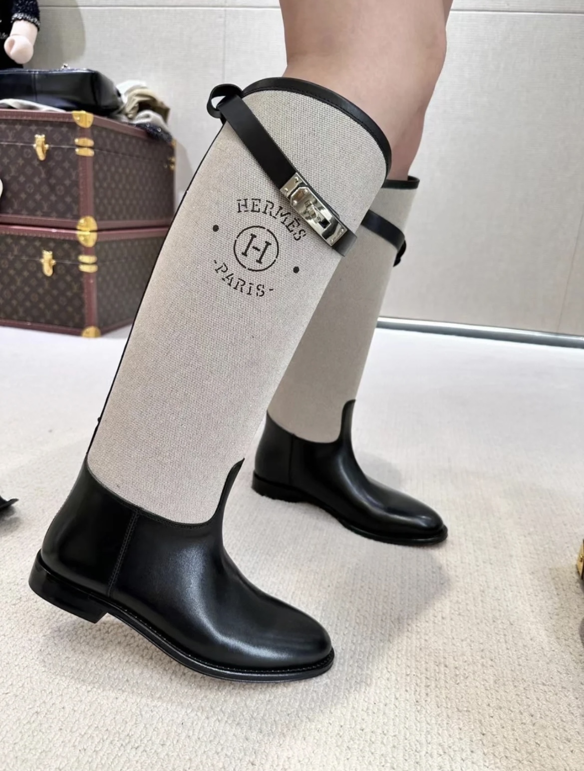 TOP HERMES Kelly Bottes Jumping - Black