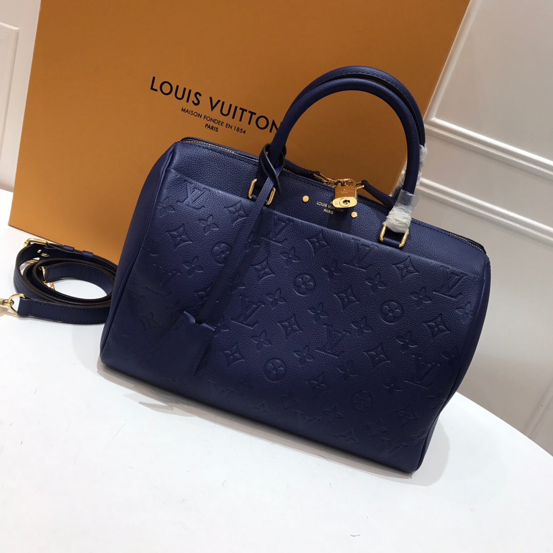 TOP Louis Vuitton LV L*V Speedy 30 Empreinte Leather - Dark Blue