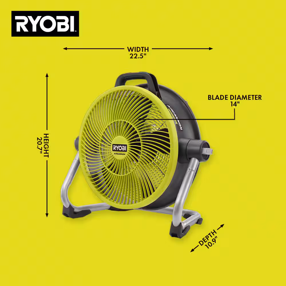 ONE+ 18V Cordless Hybrid WHISPER SERIES 14 in. Air Cannon Fan (Tool Only)