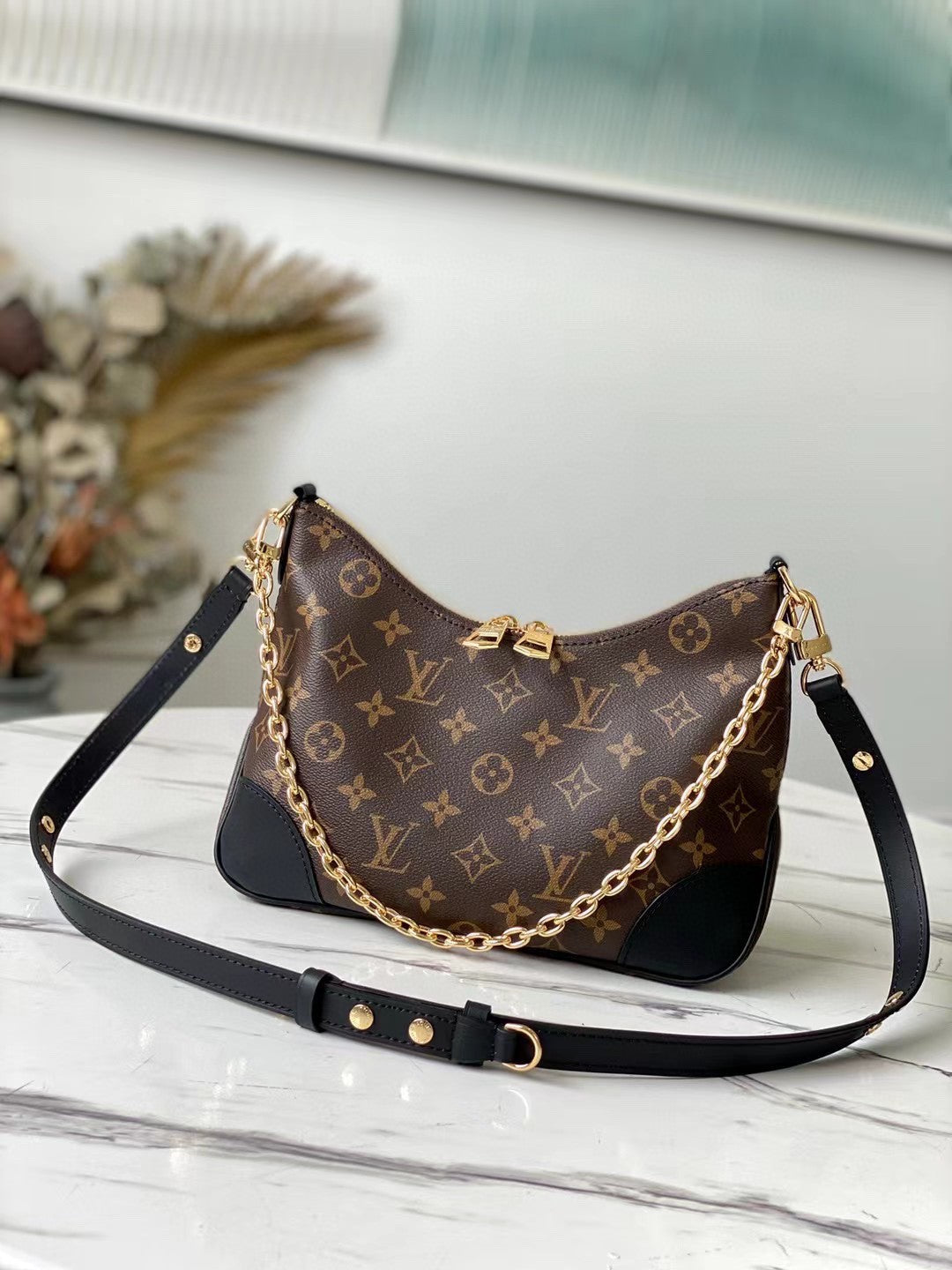 TOP Louis Vuitton LV Boulogne Monogram Canvas Handbag 29x16x9.5cm- Black