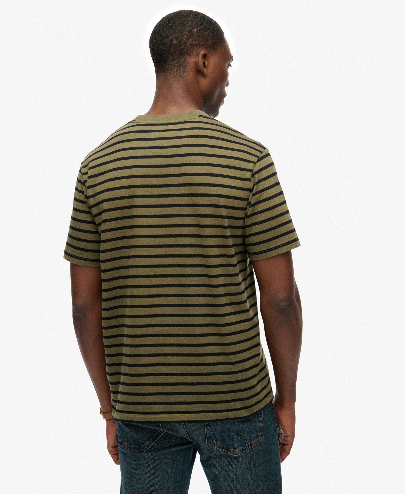 Merchant Stripe Tee | Olive Stripe