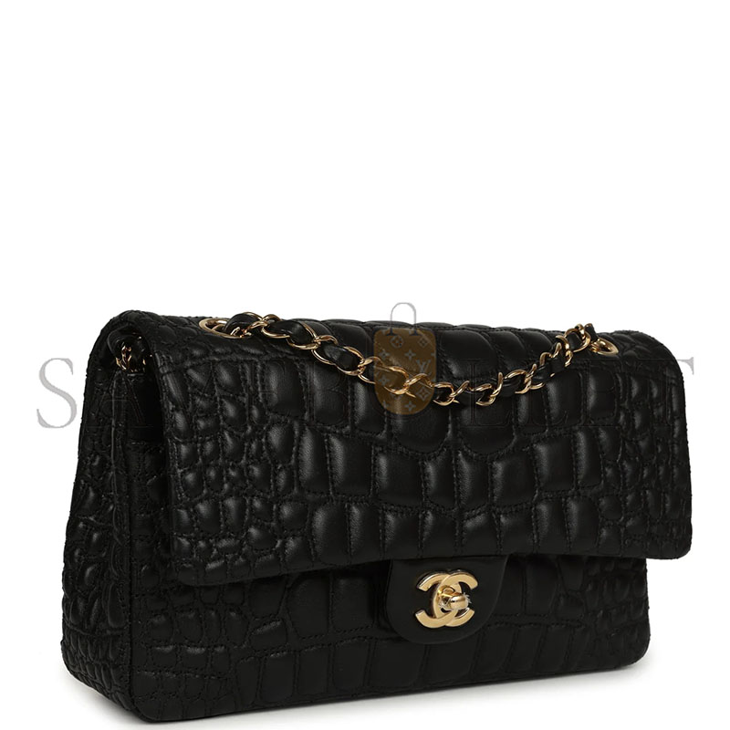 CHANEL MASTER MEDIUM CLASSIC CROC-EMBOSSED DOUBLE FLAP BAG (25.5*15.5*6.5cm)