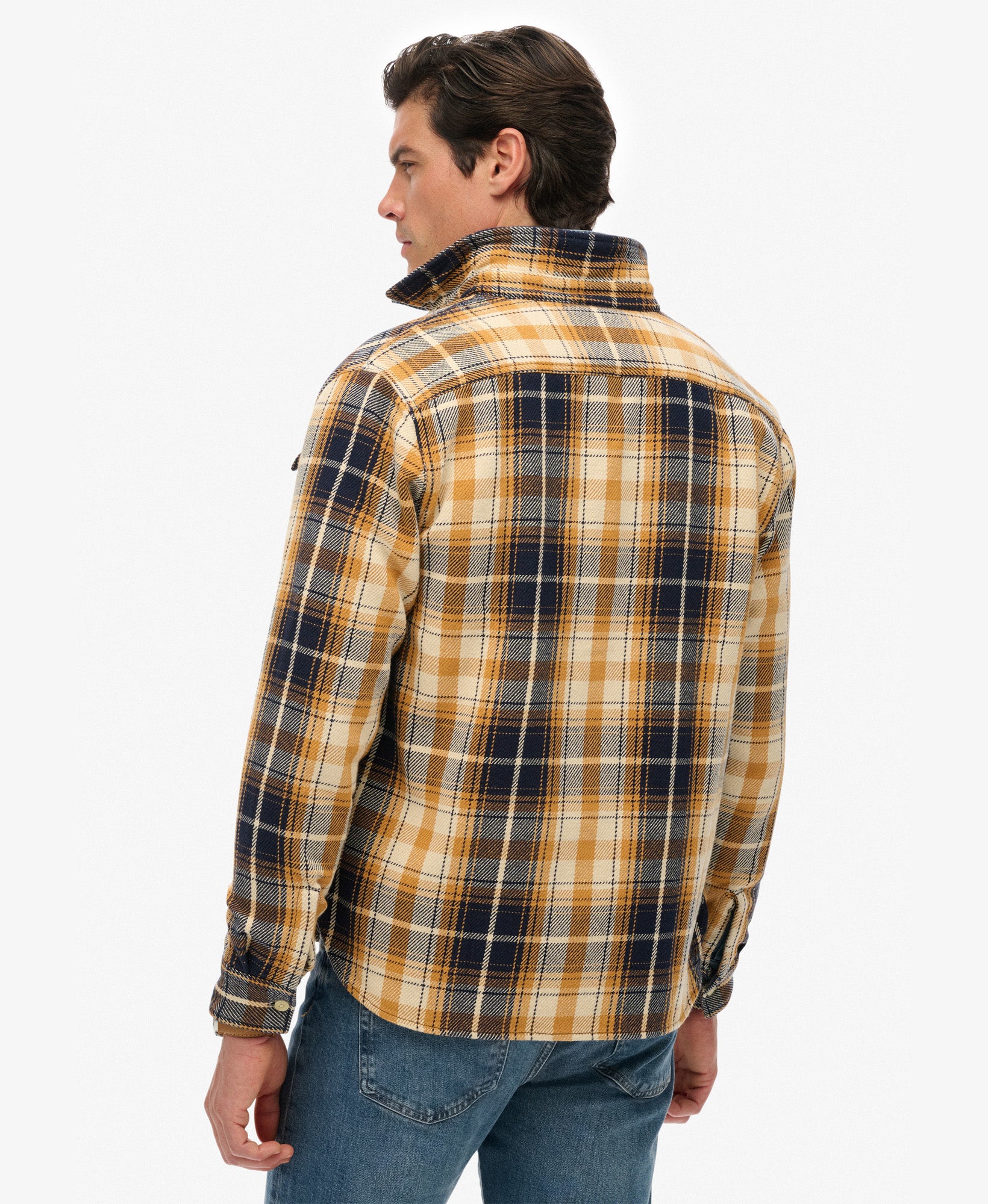 Merchant Heavy Checked Shirt | Homestead Yellow Navy Check