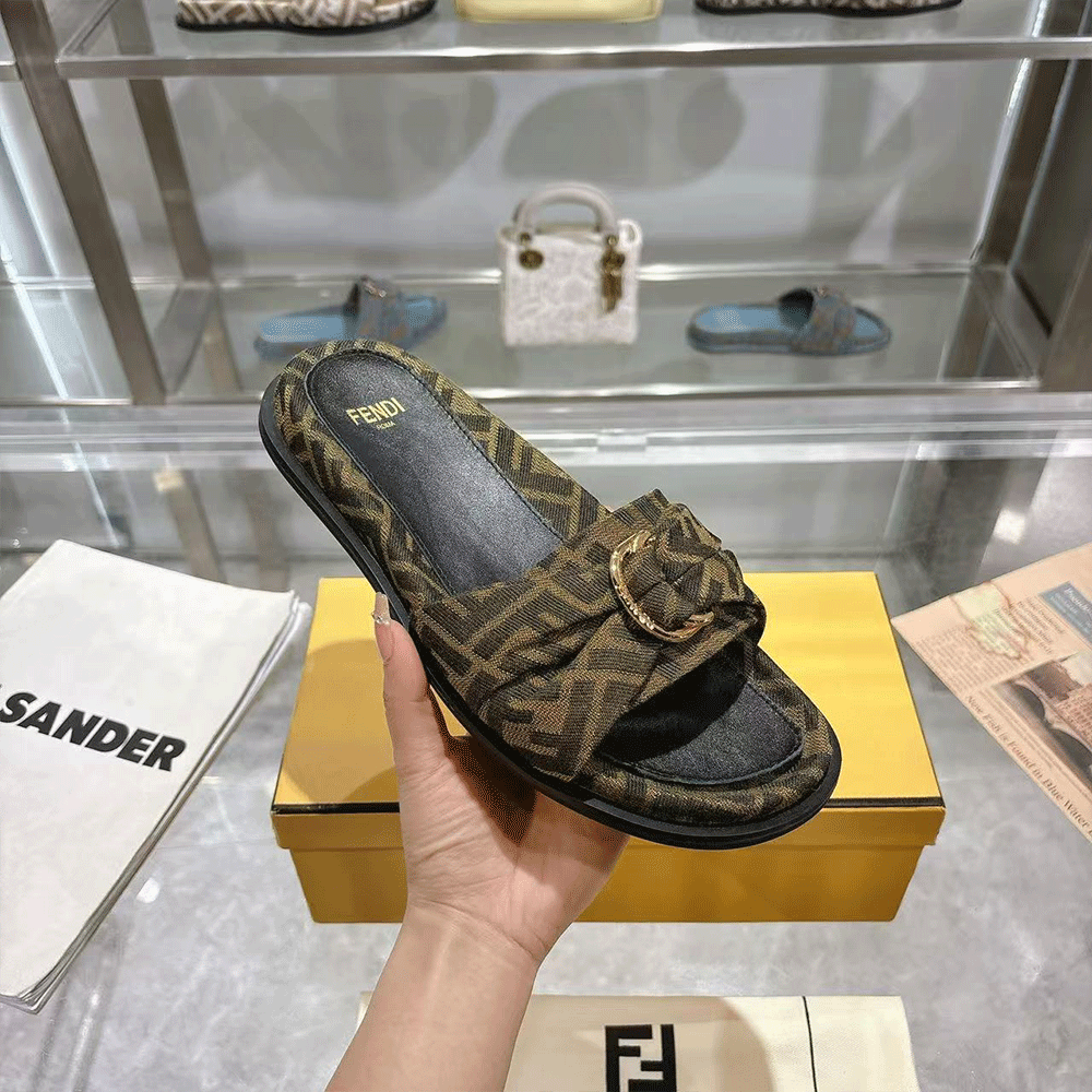 Fendi Feel rown FF jacquard slides （Replica）