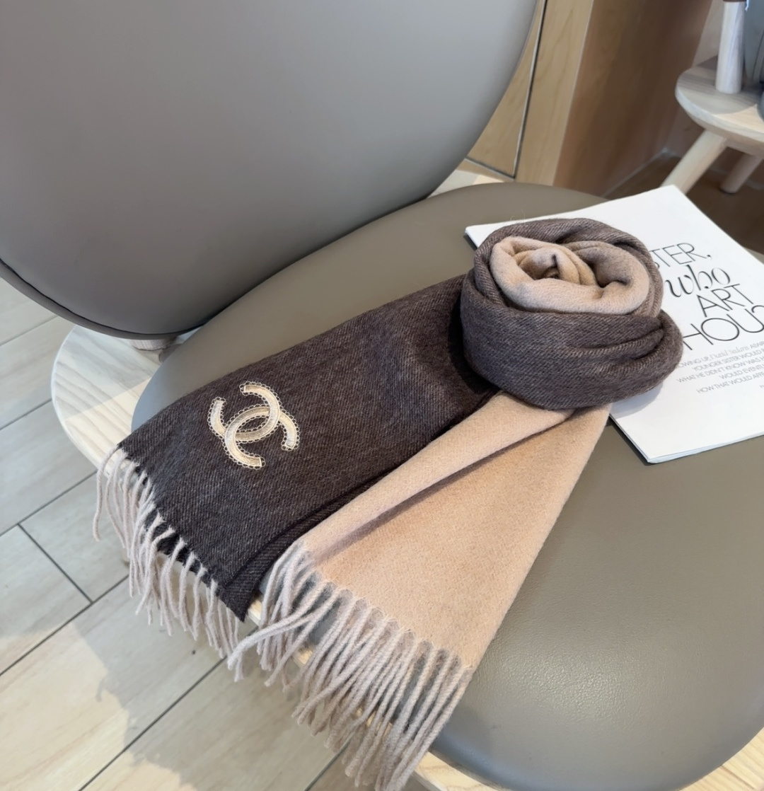 TOP CHANEL Cashmere  Scarf 35 x 180cm - 2 Colors