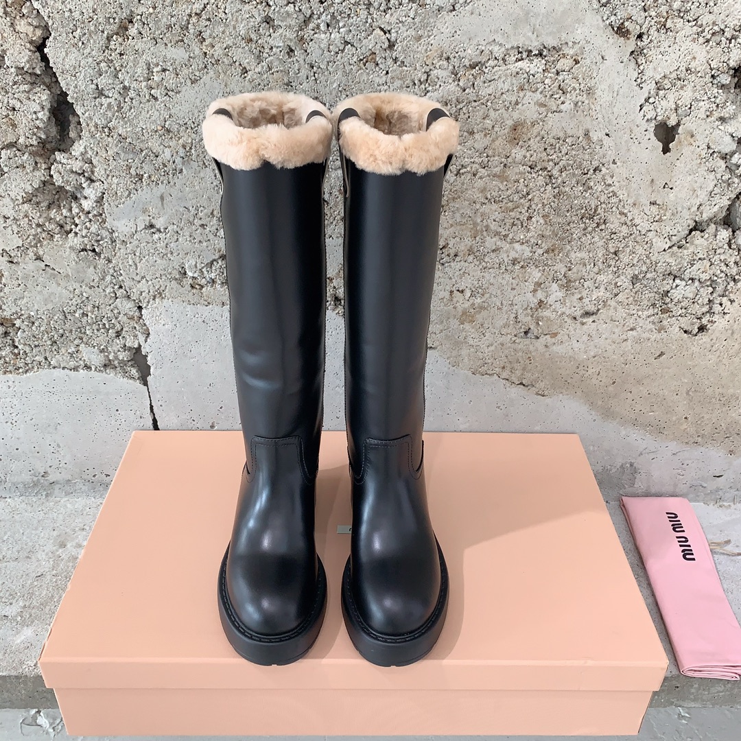 TOP Miu Miu New Punk-Inspired Wool Biker Boots - 2 Colors - 7.5CM