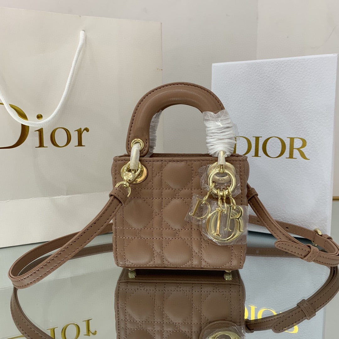 TOP Christian Dior Micro Lady Christian Dior Bag Cannage - Rose Des Vent