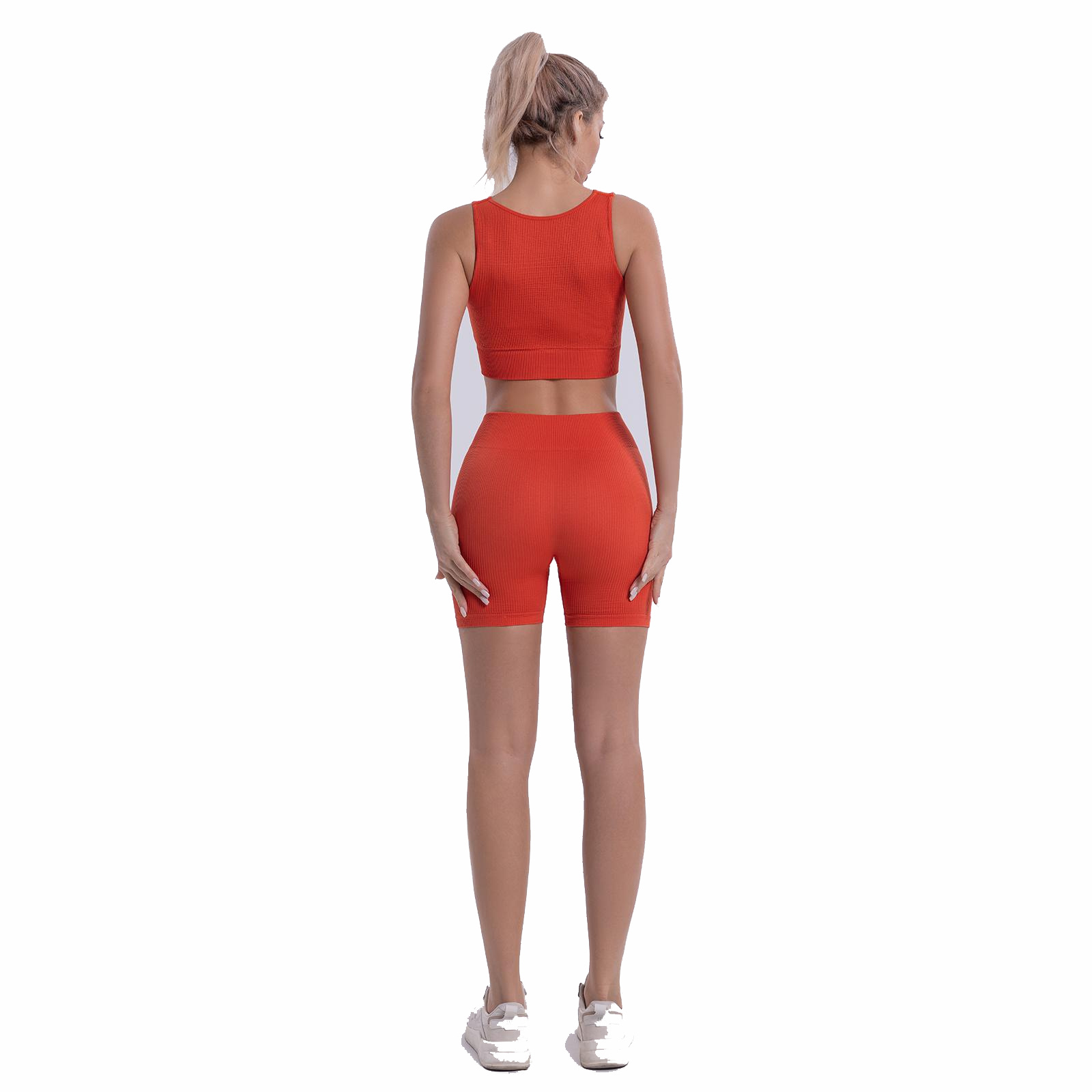 Women Seamless Yoga Outfits Shorts and Crop Top Matching Gym Athletic Workout Sets