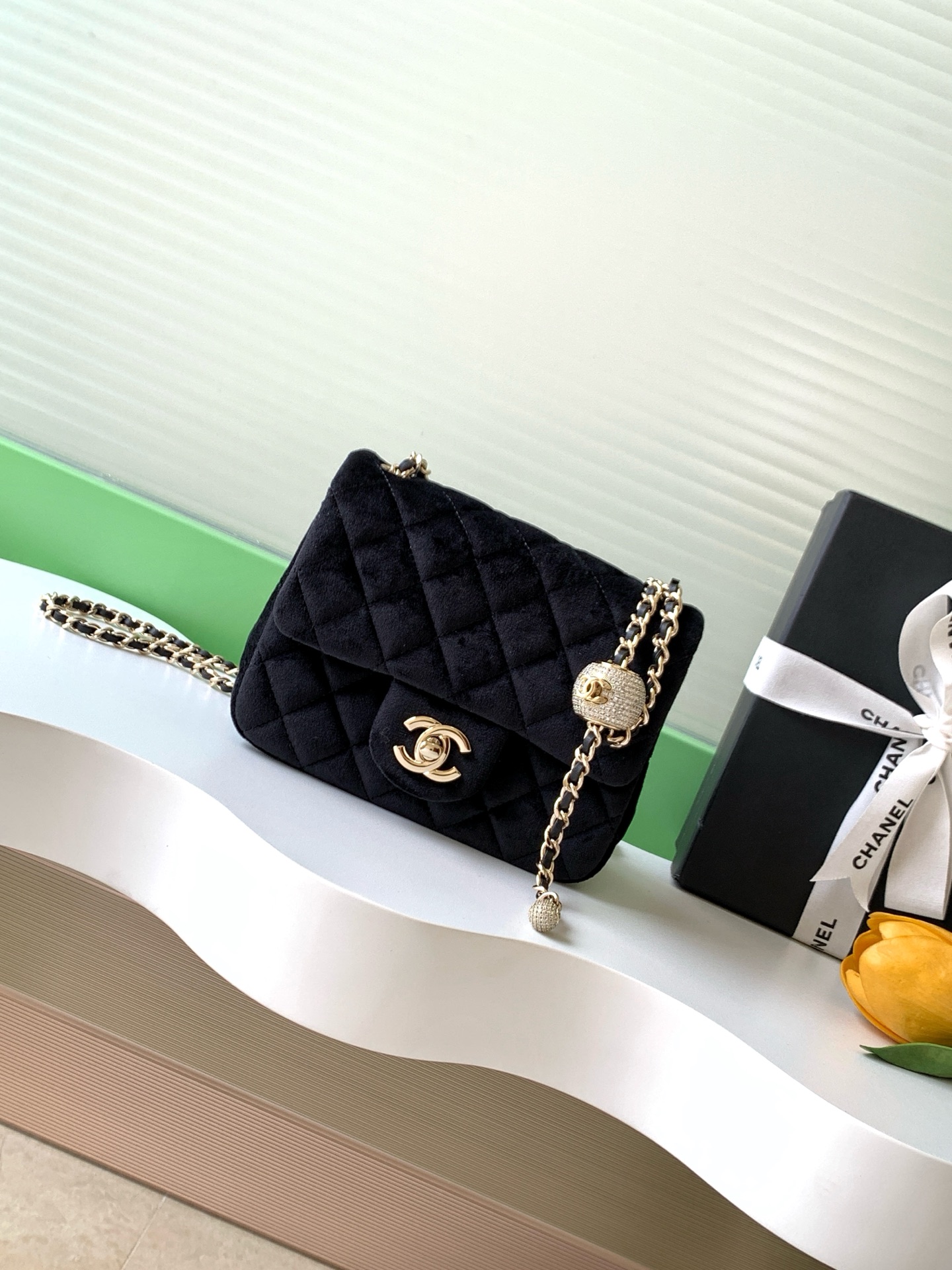 TOP CHANEL Classic Flap Bag Velvet with Diamond Ball 18x13x7cm/20x13x7cm - 5 Color